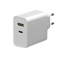 Adapter USB-C Power Delivery + USB-A 45W/230V biały