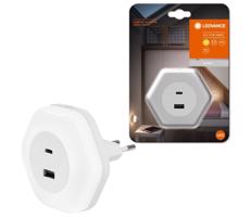 Ledvance - LED Oświetlenie orientacyjne do gniazda z USB LUNETTA LED/15W/230V