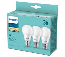 ZESTAW 3x LED Żarówka Philips A60 E27/8W/230V 2700K