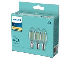 ZESTAW 3x LED Żarówka Philips B35 E14/4,3W/230V 2700K