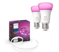 ZESTAW -LED RGB Taśma ściemnialna Philips Hue 2m 20W/230V + 2x LED Żarówka E27/9W